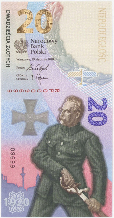 Banknot PWPW 20 złotych 2020 Bitwa Warszawska Piłsudski