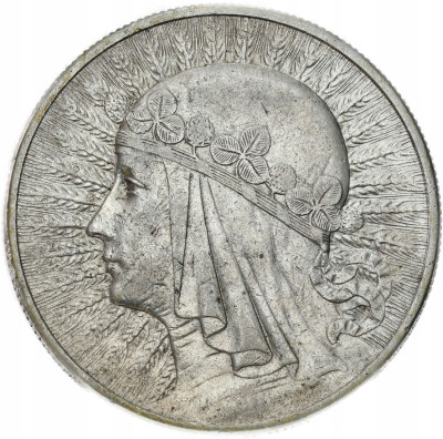 II RP. 10 złotych 1932 głowa kobiety (bez znaku) – SREBRO