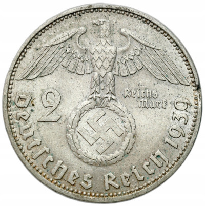 Niemcy, III Rzesza. 2 Marki 1939 Hindenburg – SREBRO