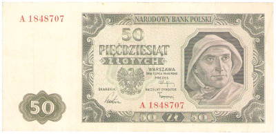 50 złotych 1948 seria A – RZADKOŚĆ R5