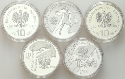 III RP 10 złotych 2005-2006 - zestaw 5 sztuk – SREBRO