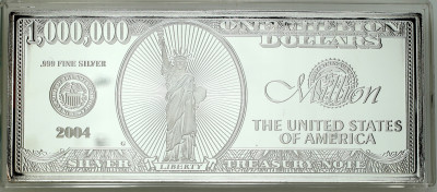 USA. Banknot w formie w formie sztabki - 1 milion 2004 - 12 UNCJI - SREBRO