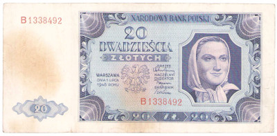 20 złotych 1948 seria B – RZADKOŚĆ R5