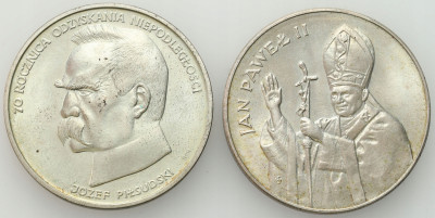10.000-50.000 złotych 1987-1988 Jan Paweł II i Piłsudski, SREBRO – 2 szt