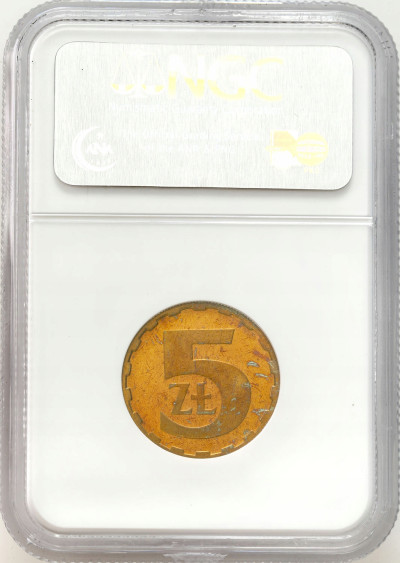 5 złotych 1987 mosiądz - Stempel LUSTRZANY NGC PF66 ULTRA CAMEO