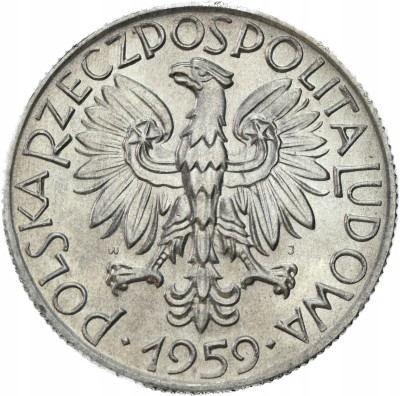 PRL. 5 złotych 1959 Rybak – PIĘKNE i RZADKIE