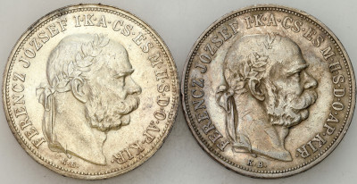 Węgry. Franciszek Józef I. 5 koron 1900 i 1907, SREBRO – 2 szt