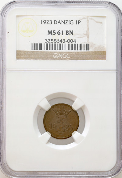 Wolne Miasto Gdańsk/Danzig. 1 fenig 1923 NGC MS 61 BN