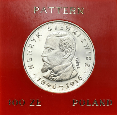 PRÓBA Srebro 100 złotych 1977, Henryk Sienkiewicz