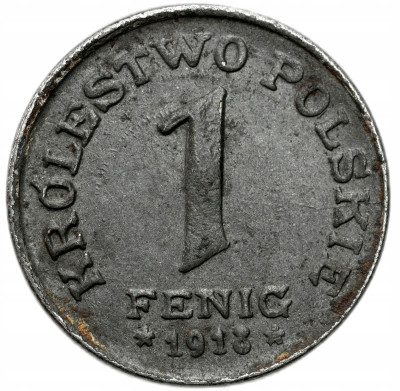 Królestwo Polskie. 1 fenig 1918 F - ŁADNY