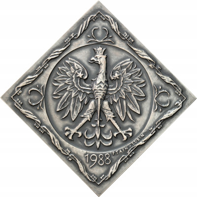 Plakieta 70-lecie Niepodległości 1988 Piłsudski, SREBRO – RZADKOŚĆ - 40 szt