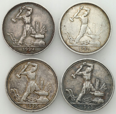 Rosja. 50 kopiejek (połtinnik) 1924 - 1925, SREBRO – 4 szt