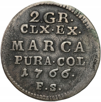 Stanisław August Poniatowski. 2 grosze (półzłotek) 1766 FS, Warszawa