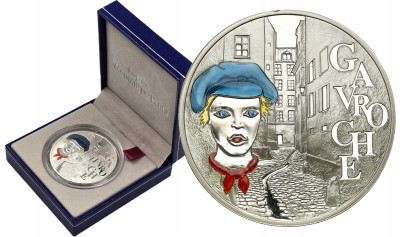 Francja. 1 1/2 euro 2002, 200 rocznica urodzin Victor Hugo Gavroche SREBRO