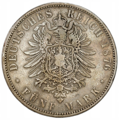 Niemcy, Hesja. Ludwik III (1848–1877). 5 marek 1876 H, Darmstadt – RZADSZE