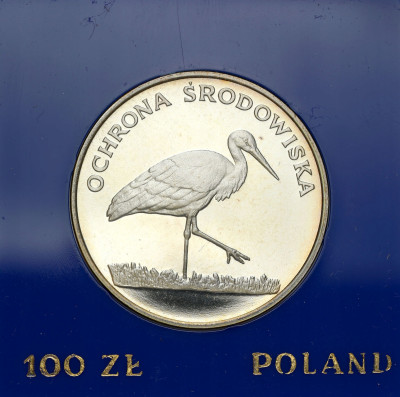100 złotych 1982 Ochrona środowiska - Bocian biały – SREBRO