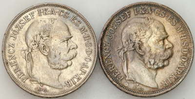 Węgry. Franciszek Józef I. 5 koron 1900 i 1909, SREBRO – 2 szt