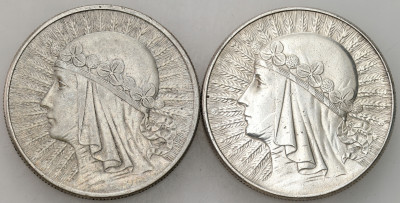 10 złotych 1932 Głowa Kobiety (ze znakiem i bez znaku), SREBRO - 2 szt