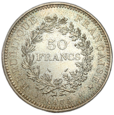 Francja. 50 Franków 1975, Herkules – SREBRO