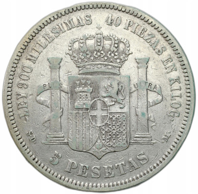 Hiszpania. 5 peset 1871 – SREBRO