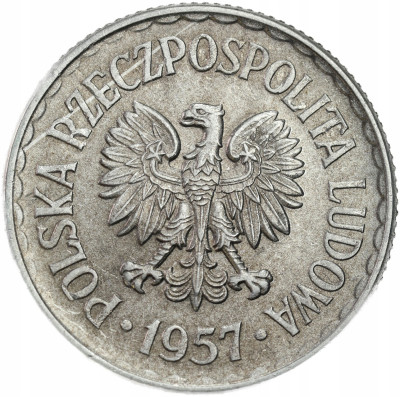 PRL. 1 złoty 1957 - PIĘKNA - NAJRZADSZY ROCZNIK