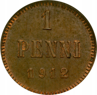 Rosja / Finlandia. Mikołaj II. 1 penni 1912, Helsinki NGC MS63 BN