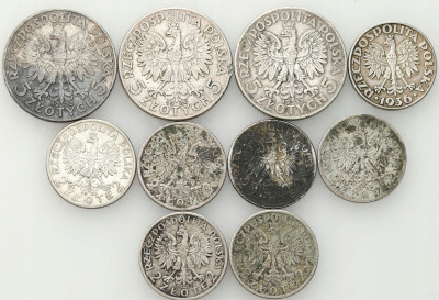 II RP. 2-5 złotych 1932-1936, SREBRO – 10 szt