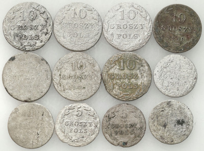 Polska XIX wiek/Rosja. 5 groszy, zestaw 12 monet