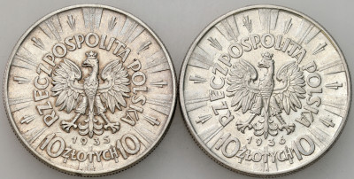 10 złotych 1935-1936 Piłsudski, SREBRO – 2 szt