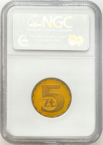 5 złotych 1982 mosiądz - Stempel LUSTRZANY NGC PF68 CAMEO (2 MAX)
