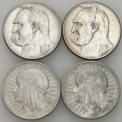 5 złotych 1933-1935 Głowa Kobiety, Piłsudski, SREBRO – 4 szt