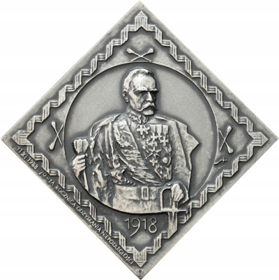 Plakieta 70-lecie Niepodległości 1988 Piłsudski, SREBRO – RZADKOŚĆ - 40 szt