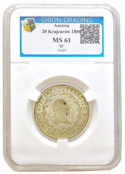 Austria Franciszek II (1792–1835). 20 krajcarów 1806 B, Kremnica GIBOB MS61
