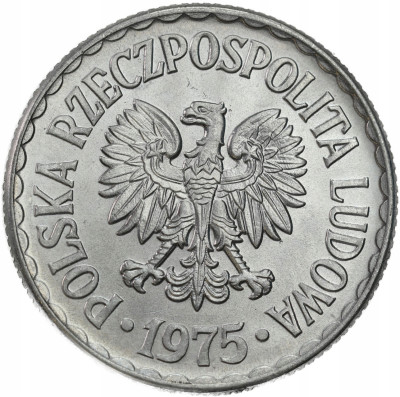 PRL. 1 złoty 1975 (bez znaku) – FENOMENALNE
