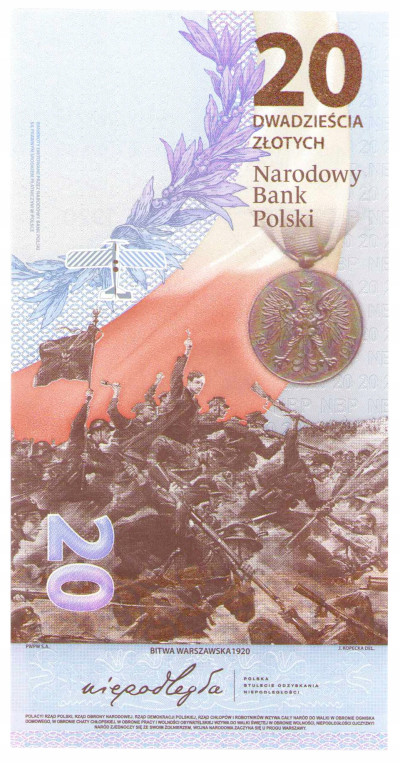 Banknot. 20 złotych 2020 Bitwa Warszawska Piłsudski