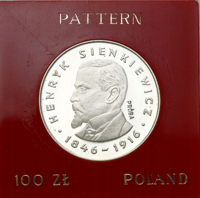 PRÓBA Srebro 100 złotych 1977 Sienkiewicz