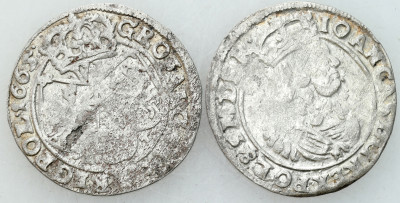 Jan II Kazimierz. Szóstak (6 groszy) 1665-66 AT, Bydgoszcz – 2 szt.