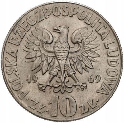 PRL. 10 złotych 1969 Mikołaj Kopernik – Z RULONU - RZADKIE