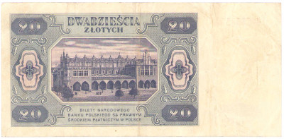 20 złotych 1948 seria D – RZADKOŚĆ R5