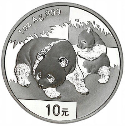 Chiny. 10 yuanów 2008, Panda – UNCJA SREBRA