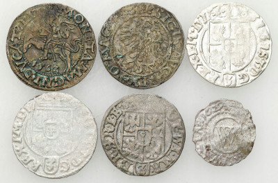 Z. II August, Z. III Waza, J. Wilhelm. Szeląg, półgrosz, półtorak – 6 szt