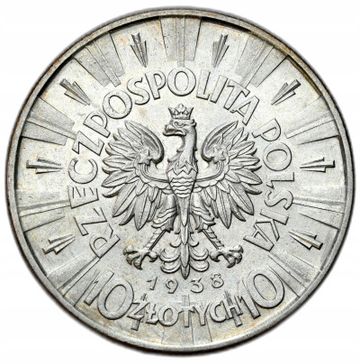 II RP. 10 złotych 1938 Piłsudski - RZADSZY ROCZNIK