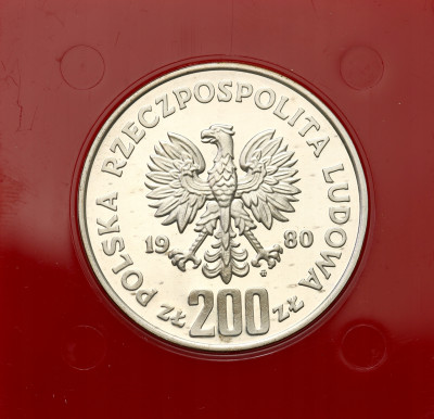 PRÓBA Srebro 200 złotych 1980 Olimpiada Lake Placid bez znicza
