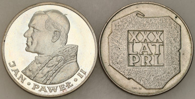 PRL. 200 i 1.000 złotych 1974 i 1983 Mapka, Jan Paweł II, SREBRO – 2 szt