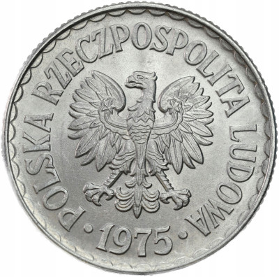 PRL. 1 złoty 1975 (bez znaku) – FENOMENALNE