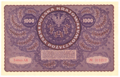 1.000 marek polskich 1919 seria I-AK