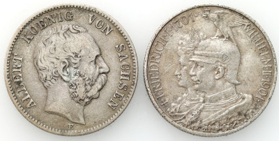 Niemcy, Saksonia, Prusy. 2 marki 1876 i 1901, SREBRO – 2 szt