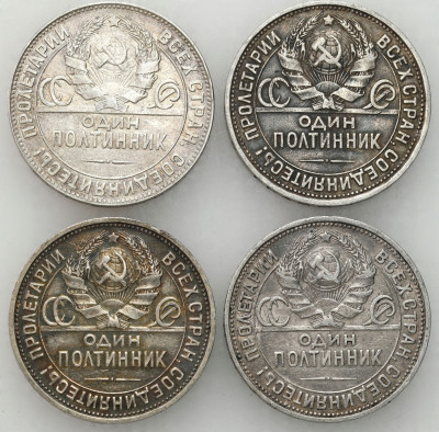Rosja. 50 kopiejek (połtinnik) 1924-1925, SREBRO – 4 szt
