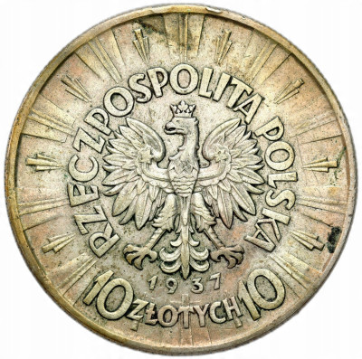 II RP. 10 złotych 1937 Piłsudski – SREBRO