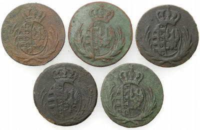 Księstwo Warszawskie. 1 grosz 1810-1812, Warszawa, 5 sztuk